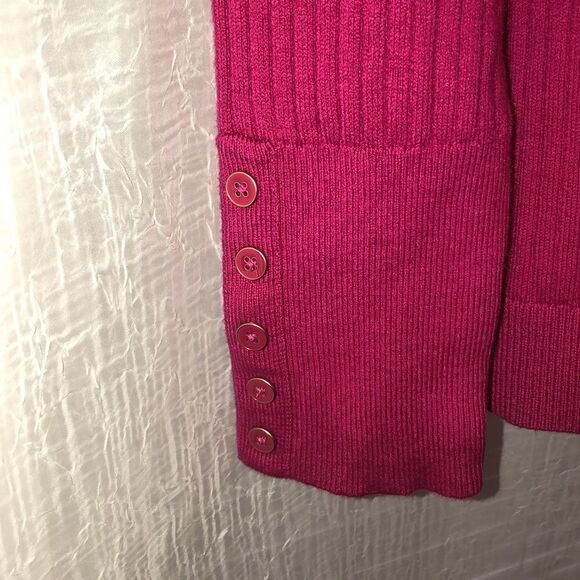 Talbots LP Ribbed Fuchsia Turtleneck Cotton Blend Knit Sweater - Picture 8 of 14